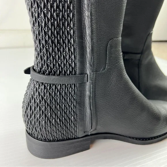 Cole Haan Boots womens 7 Isabell Stretch Black Leather Knee High Riding Boots